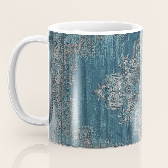 blue oriental vintage rug Coffee Mug Gallery Image 3