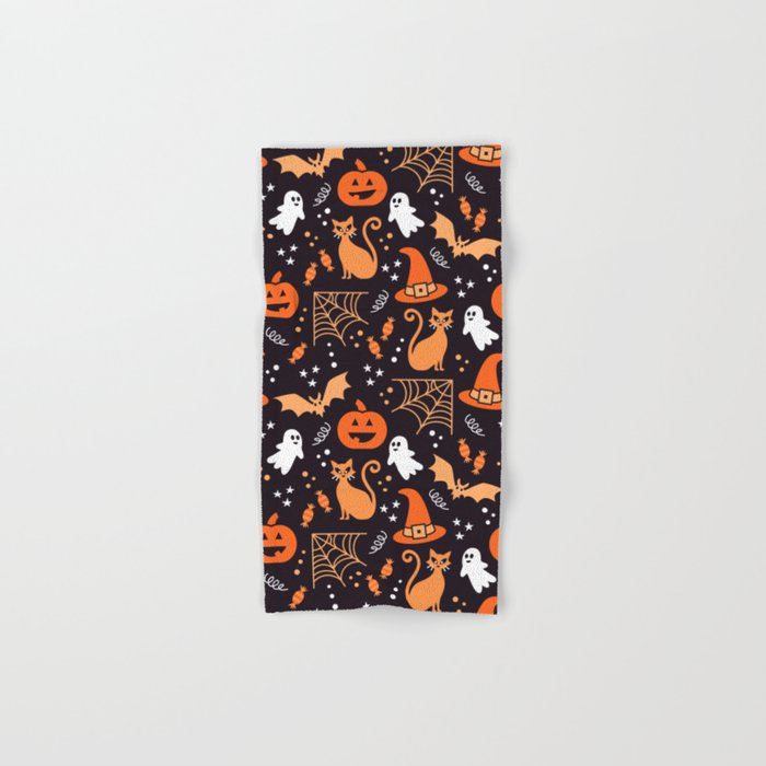 Halloween party illustrations orange, black Bath Towel Gallery Image 1
