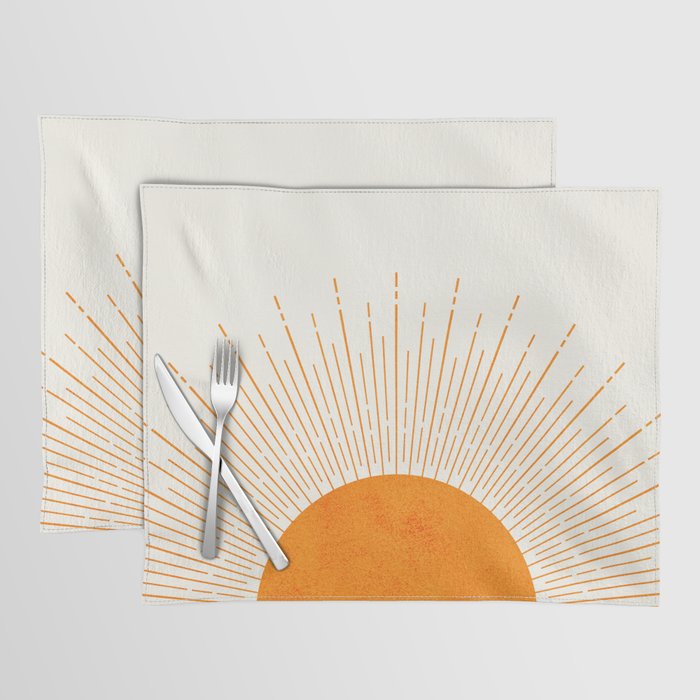 Orange Sunburst Boho Midcentury Placemat Gallery Image 1