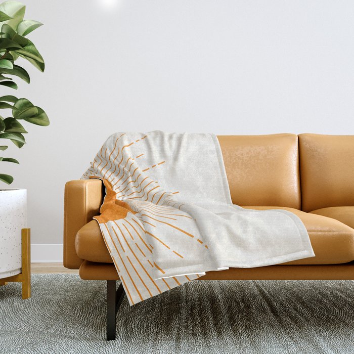 Orange Sunburst Boho Midcentury Throw Blanket Gallery Image 1