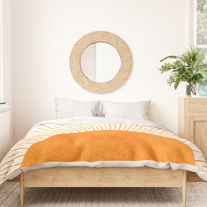 Orange Sunburst Boho Midcentury Duvet Cover Gallery Image 3