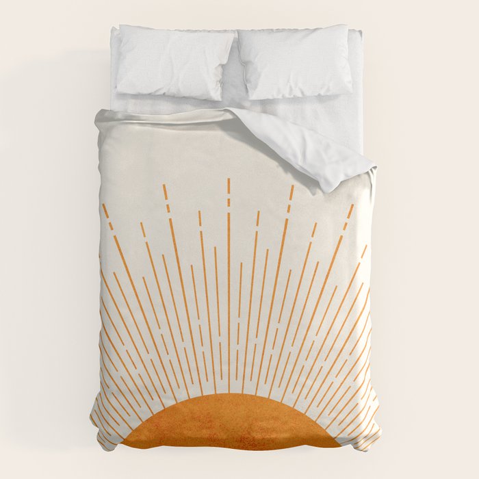 Orange Sunburst Boho Midcentury Duvet Cover Gallery Image 1