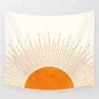 Orange Sunburst Boho Midcentury Wall Tapestry Gallery Image 4