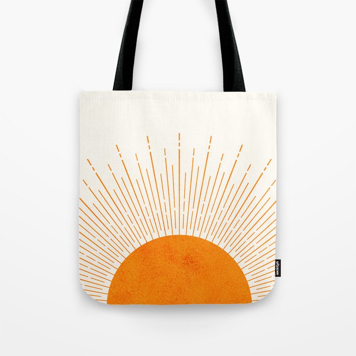 Orange Sunburst Boho Midcentury Tote Bag Gallery Image 1