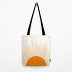 Orange Sunburst Boho Midcentury Tote Bag Gallery Image 2