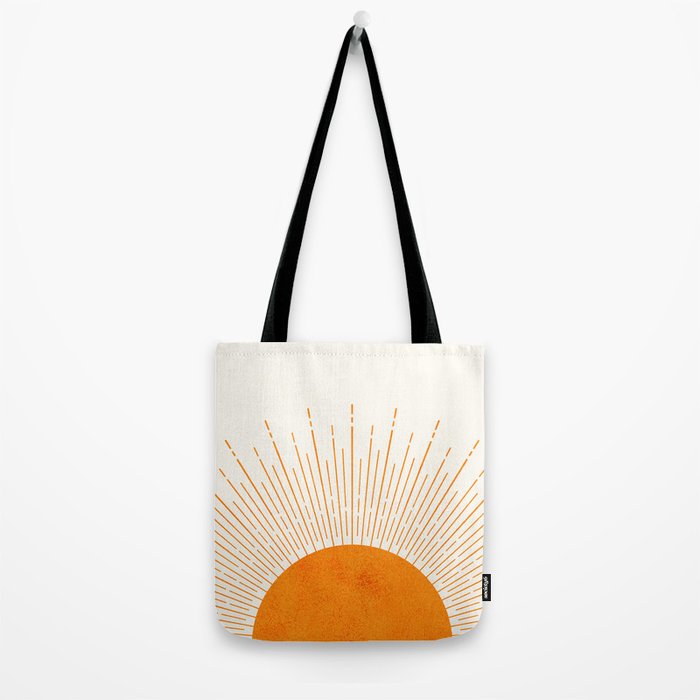 Orange Sunburst Boho Midcentury Tote Bag Gallery Image 2