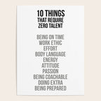 Ten Things That Require Zero Talent, Office Decor, Office Wall Art Poster Gallery Image 4
