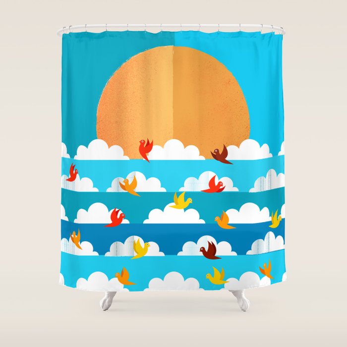 Birds Flying High In The Sky Shower Curtain Gallery Image 1