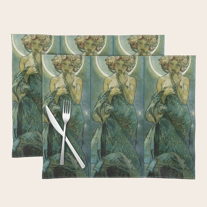 Alphonse Mucha "The Moon and the Stars Series: The Moon" Placemat Gallery Image 1