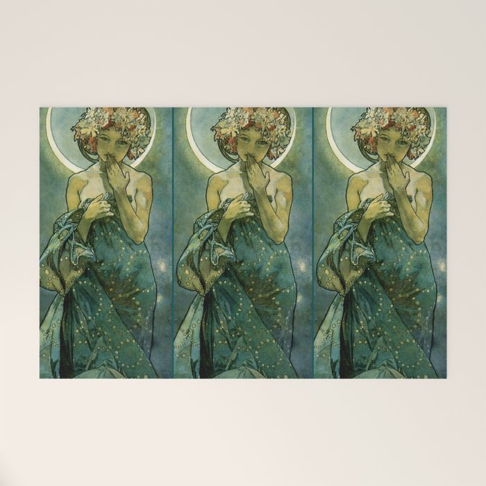 Alphonse Mucha "The Moon and the Stars Series: The Moon" Welcome Mat Gallery Image 1