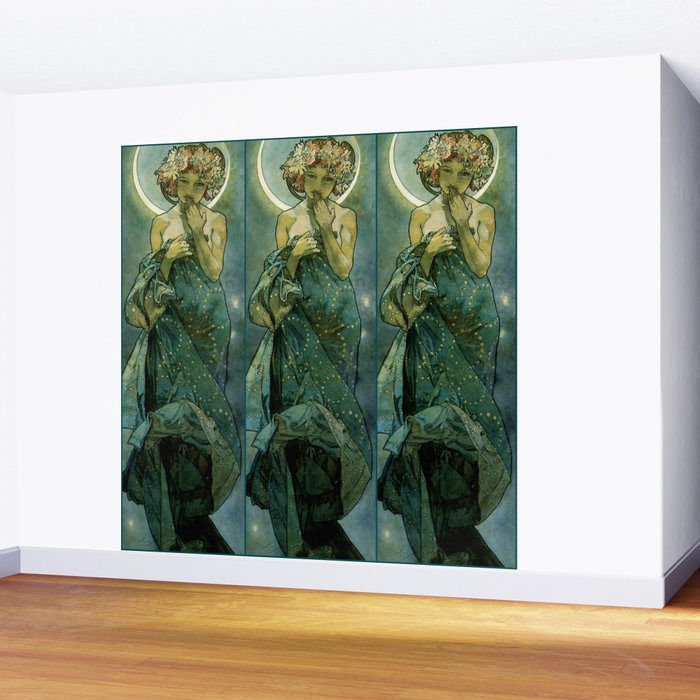 Alphonse Mucha "The Moon and the Stars Series: The Moon" Wall Mural Gallery Image 2