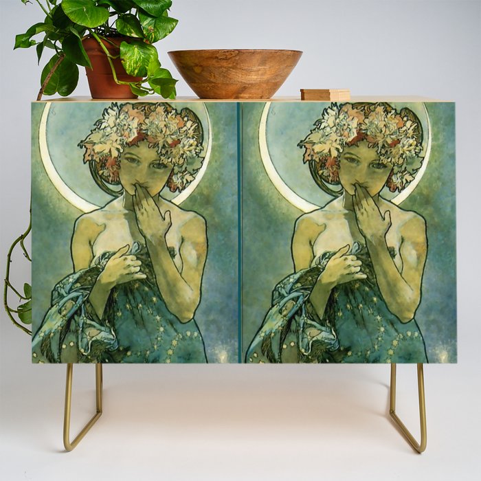 Alphonse Mucha "The Moon and the Stars Series: The Moon" Credenza Gallery Image 1