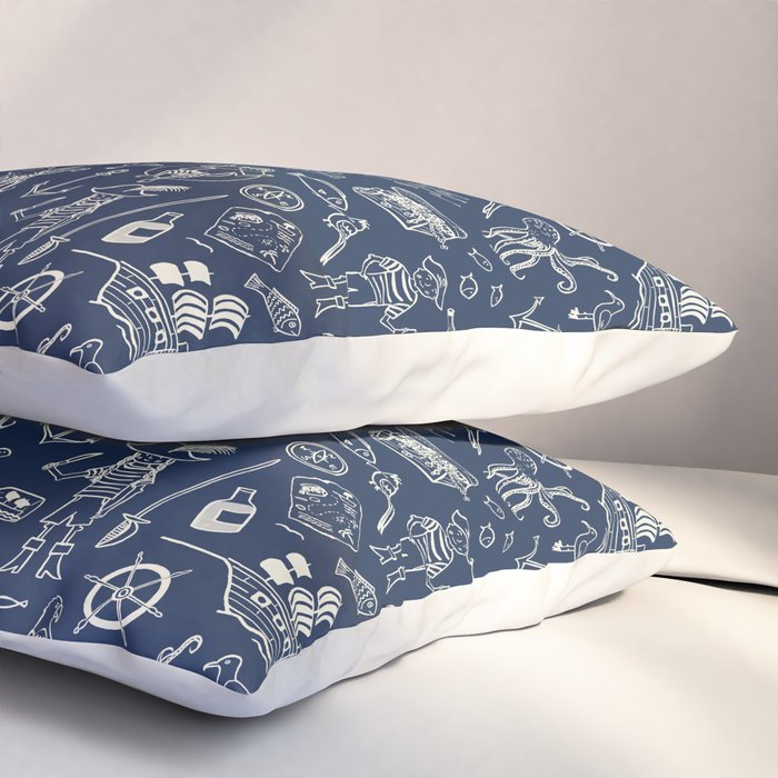 Pirate Play - Blue Pillow Sham Gallery Image 3
