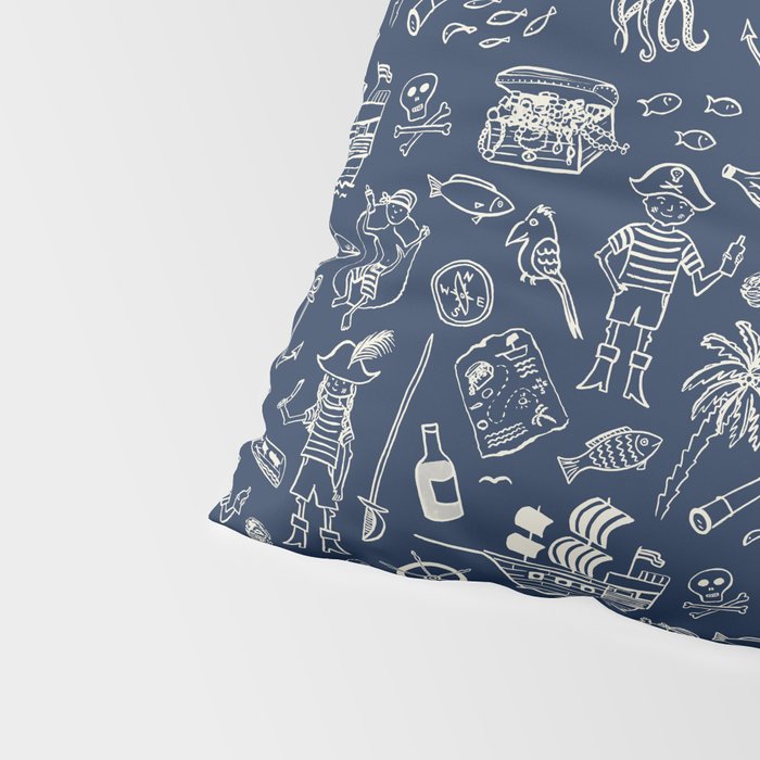 Pirate Play - Blue Pillow Sham Gallery Image 4