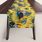 Fairy wren and poppies in yellow Table Runner Gallery Image 1