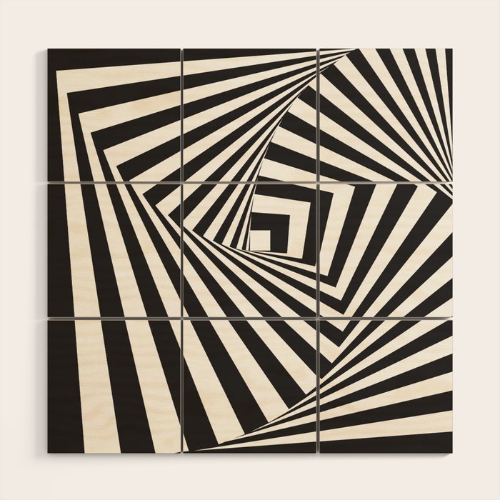 Black And  White Pop Art Optical Illusion Wood Wall Art Gallery Image 1