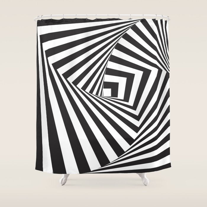 Black And  White Pop Art Optical Illusion Shower Curtain Gallery Image 1