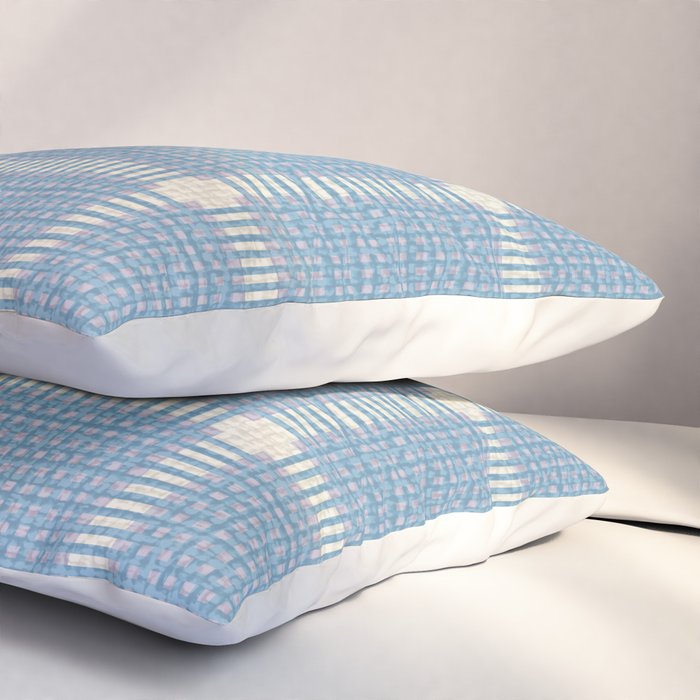 Cross Check Seaside Blue x Cream x Lavender Pillow Sham Gallery Image 3