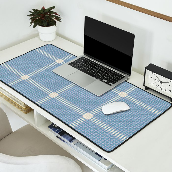 Cross Check Seaside Blue x Cream x Lavender Desk Mat Gallery Image 2