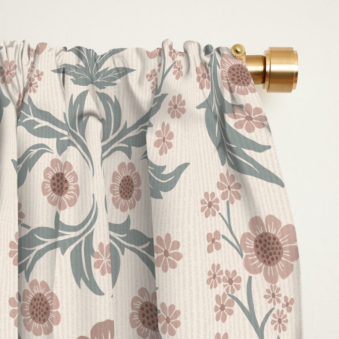 English Cottage Dusty Pink Posy Window Curtain Gallery Image 2