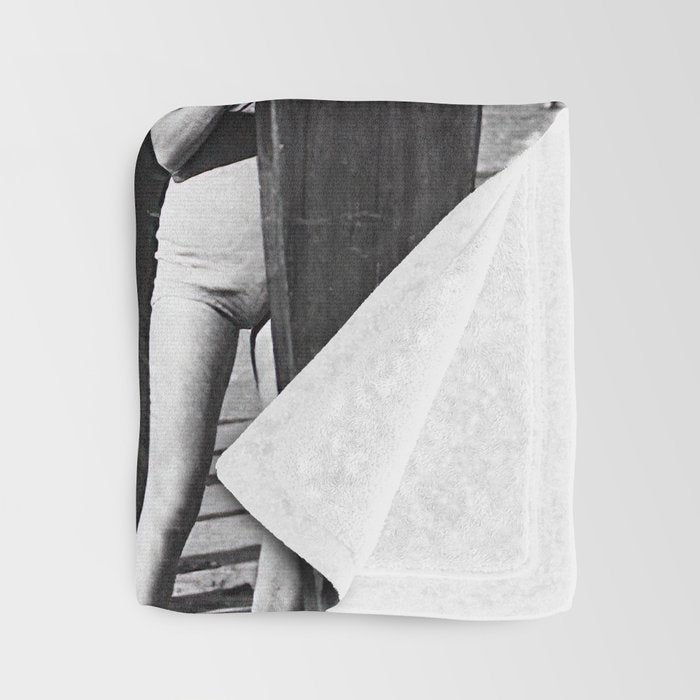 Surfers, Vintage Black and White Art Throw Blanket Gallery Image 3