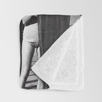 Surfers, Vintage Black and White Art Throw Blanket Gallery Image 3