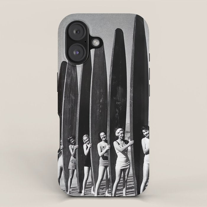 Surfers, Vintage Black and White Art iPhone Case Gallery Image 1