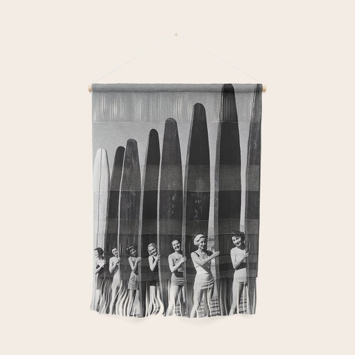 Surfers, Vintage Black and White Art Wall Hanging Gallery Image 1