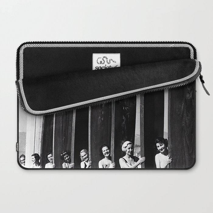 Surfers, Vintage Black and White Art Laptop Sleeve Gallery Image 2