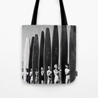 Surfers, Vintage Black and White Art Tote Bag Gallery Image 1