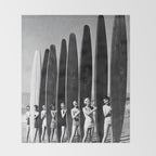 Surfers, Vintage Black and White Art Throw Blanket Gallery Image 2