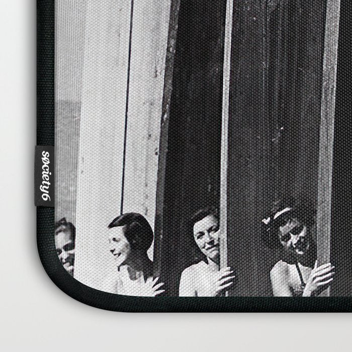 Surfers, Vintage Black and White Art Laptop Sleeve Gallery Image 3