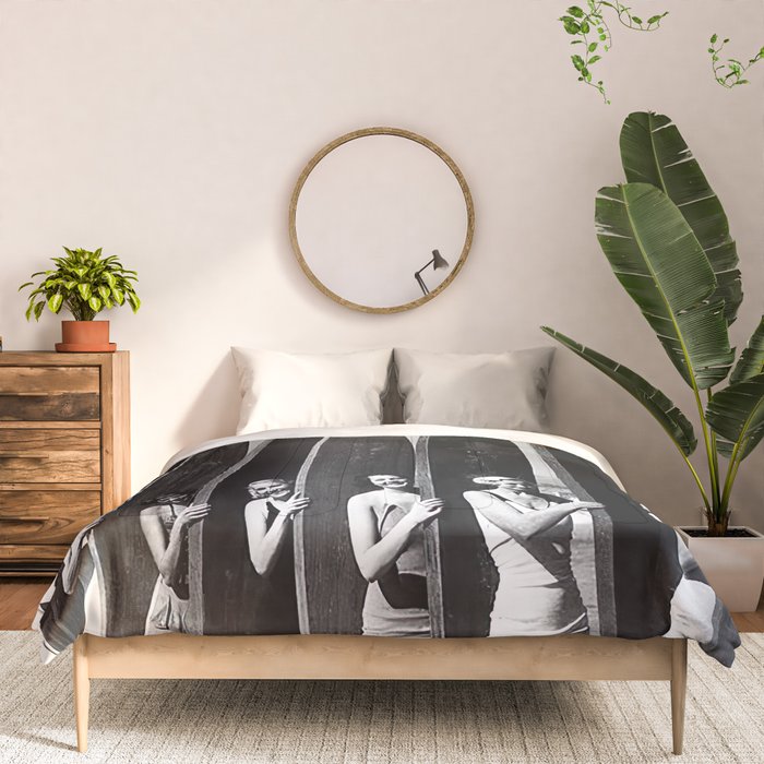 Surfers, Vintage Black and White Art Comforter Gallery Image 3