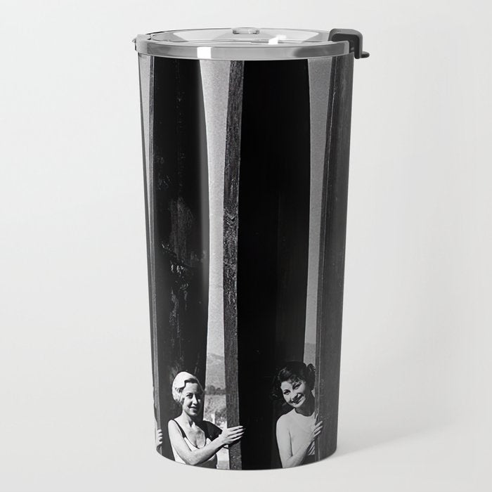 Surfers, Vintage Black and White Art Travel Mug Gallery Image 2
