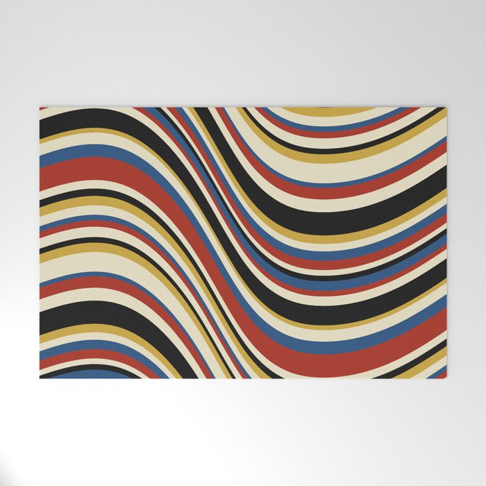 Wavy Stripes IX - Bauhaus Palette Welcome Mat Gallery Image 1