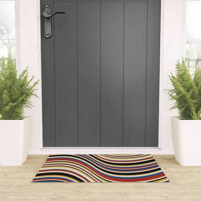 Wavy Stripes IX - Bauhaus Palette Welcome Mat Gallery Image 3