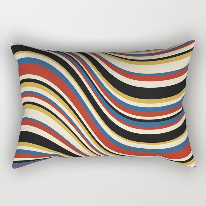 Wavy Stripes IX - Bauhaus Palette Rectangular Pillow Gallery Image 2