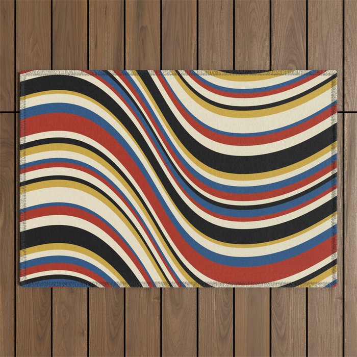 Wavy Stripes IX - Bauhaus Palette Outdoor Rug Gallery Image 1