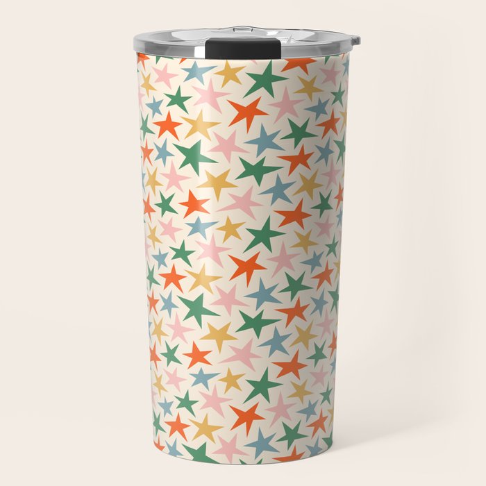 Retro christmas star shape art pattern Travel Mug Gallery Image 1
