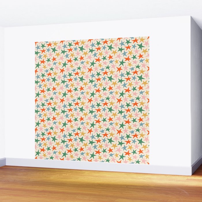 Retro christmas star shape art pattern Wall Mural Gallery Image 2