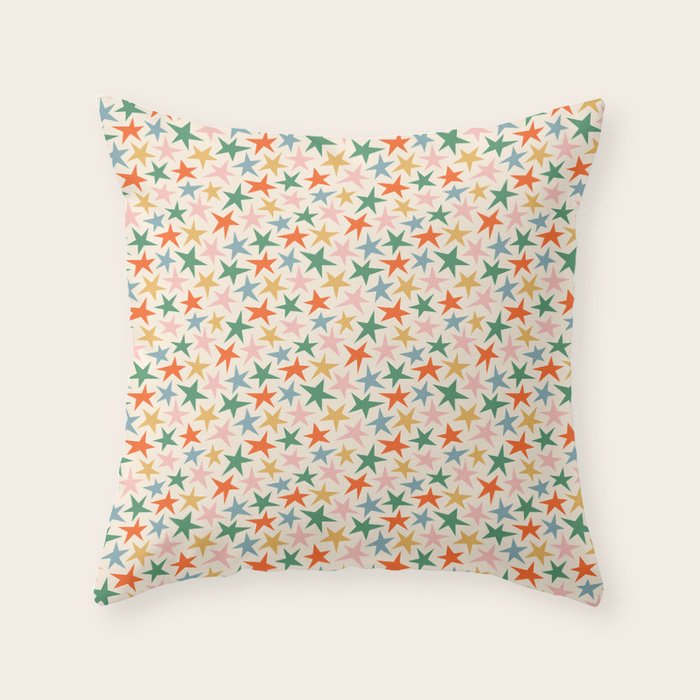 Retro christmas star shape art pattern Throw Pillow Gallery Image 6