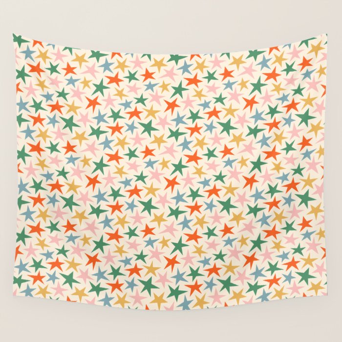 Retro christmas star shape art pattern Wall Tapestry Gallery Image 1