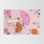 Colorful Mushrooms And Flowers In Pink Rug Gallery Image 2
