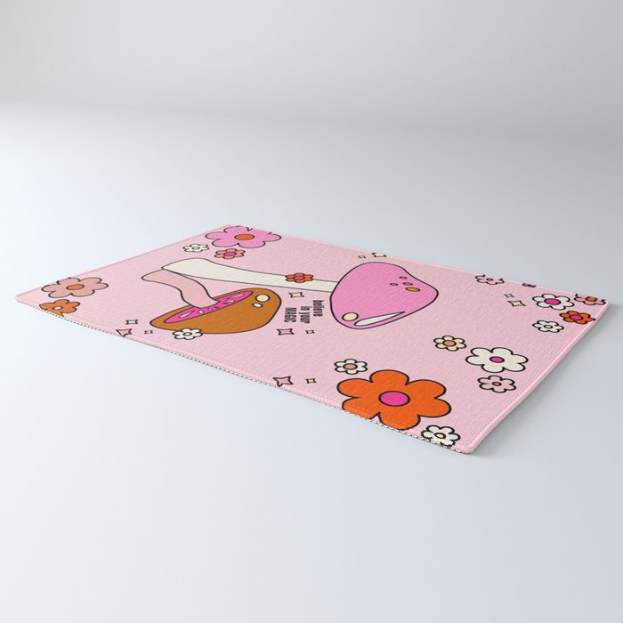 Colorful Mushrooms And Flowers In Pink Rug Gallery Image 3
