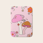 Colorful Mushrooms And Flowers In Pink Bath Mat Gallery Image 1
