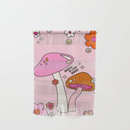 Colorful Mushrooms And Flowers In Pink Wall Hanging Gallery Image 1