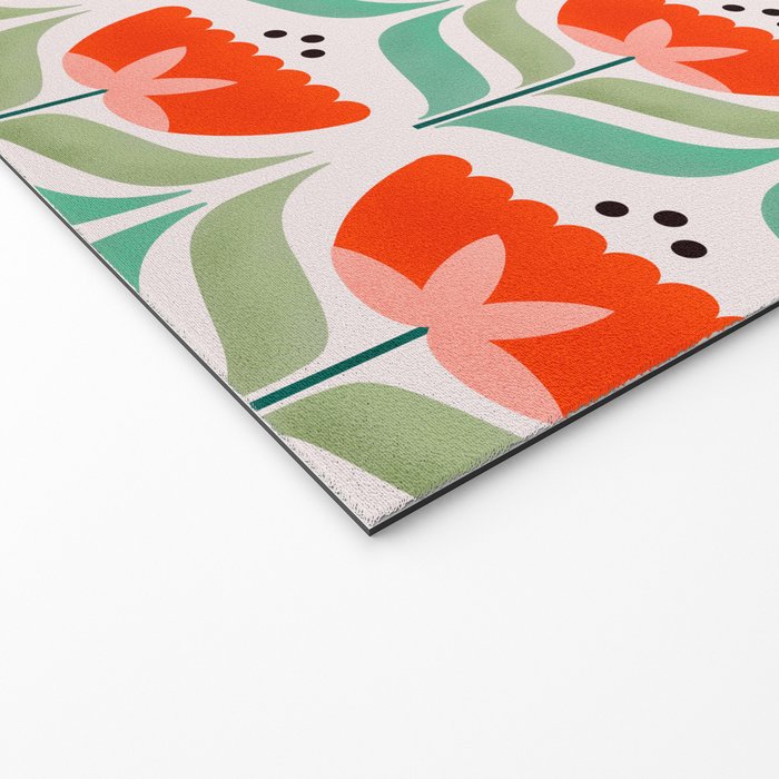 Retro Tulips Pattern Welcome Mat Gallery Image 2