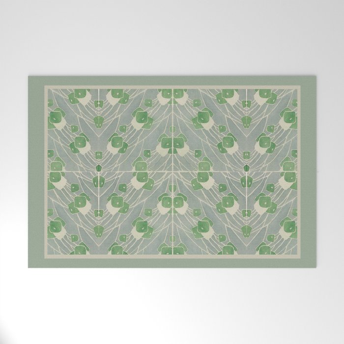 Green Geometric 1915 Hannah Borger Overbeck Welcome Mat Gallery Image 1