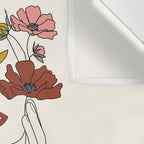 Colorful Thoughts Minimal Line Art Woman with Flowers Wall Tapestry Gallery Image 3