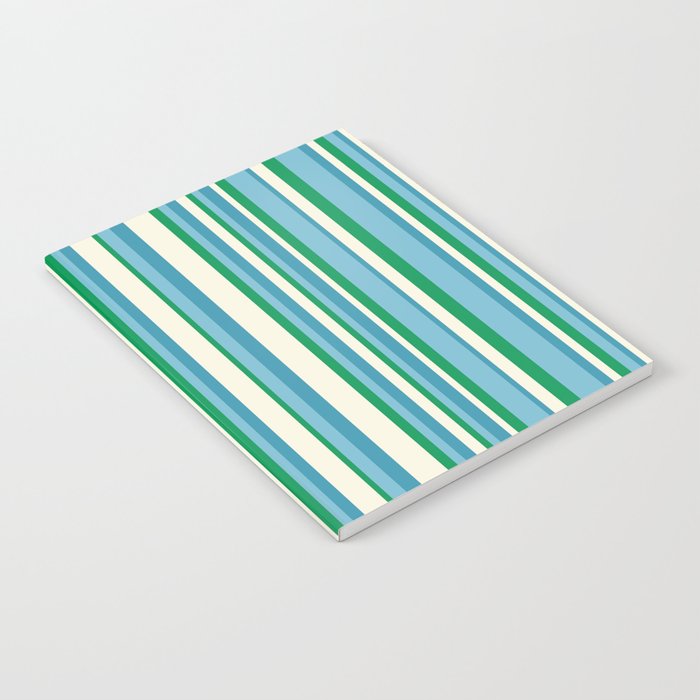 Classic Stripes XXVII - Beachy Blue and Green Notebook Gallery Image 2